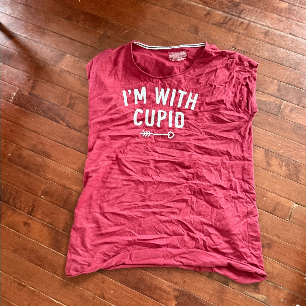 Victorias Secret Graphic Tee with 'I'm With Cupid' Print